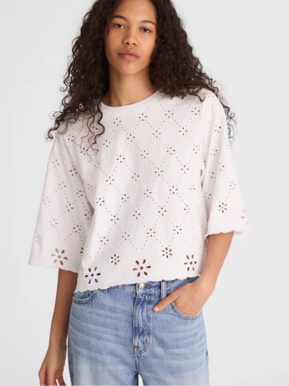 NWT Madewell White Eyelet Tee
